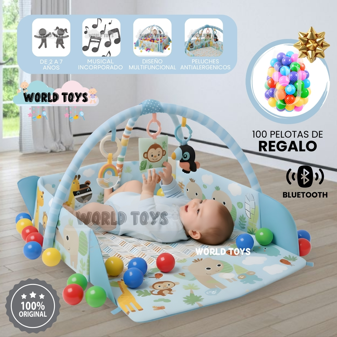 GIMNASIO INTERACTIVO Y ALFOMBRA «BABY JUNGLE» CON PELOTAS - 1