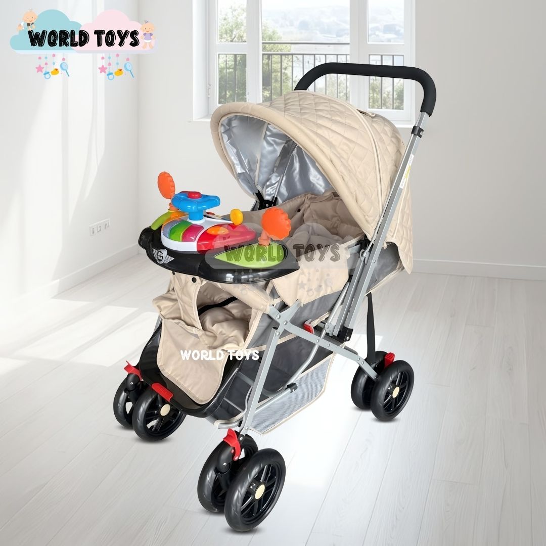 COCHE CUNA DIDACTICO «SHABY» CON MANGO REVERSIBLE BLUE - 2