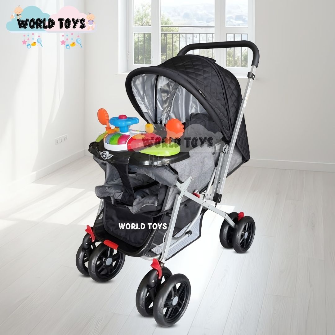 COCHE CUNA DIDACTICO «SHABY» CON MANGO REVERSIBLE BLUE - 2