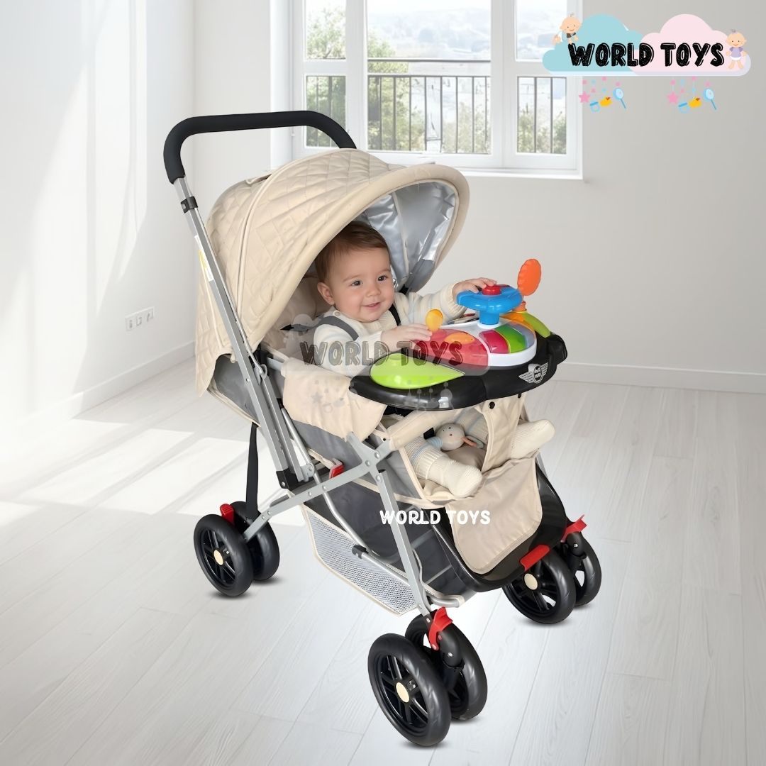 COCHE CUNA DIDACTICO «SHABY» CON MANGO REVERSIBLE BLUE - 5