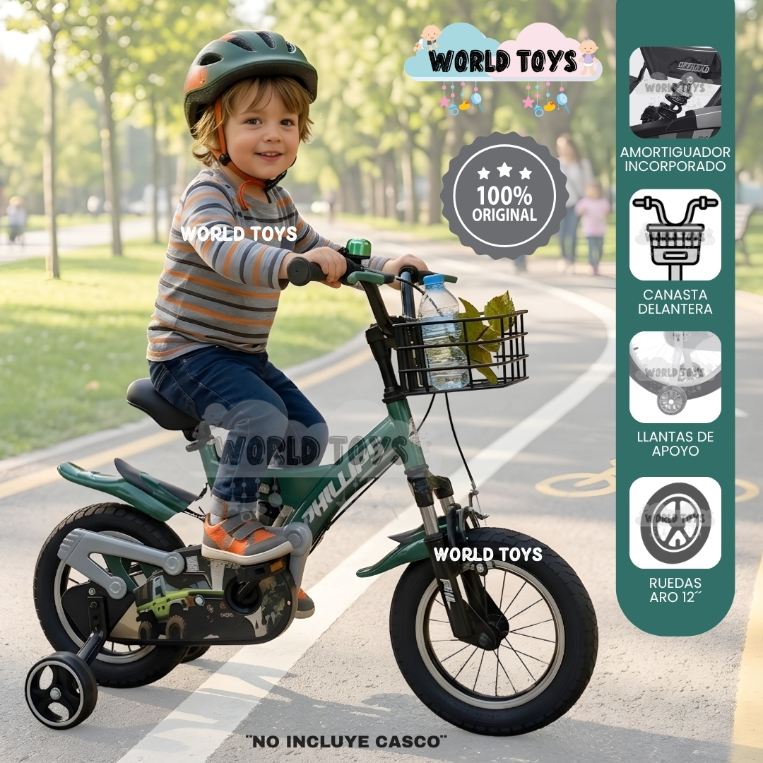 BICICLETA PARA NIÑO ARO 12 «PHILLIPS KIDS» CON CANASTA - 1