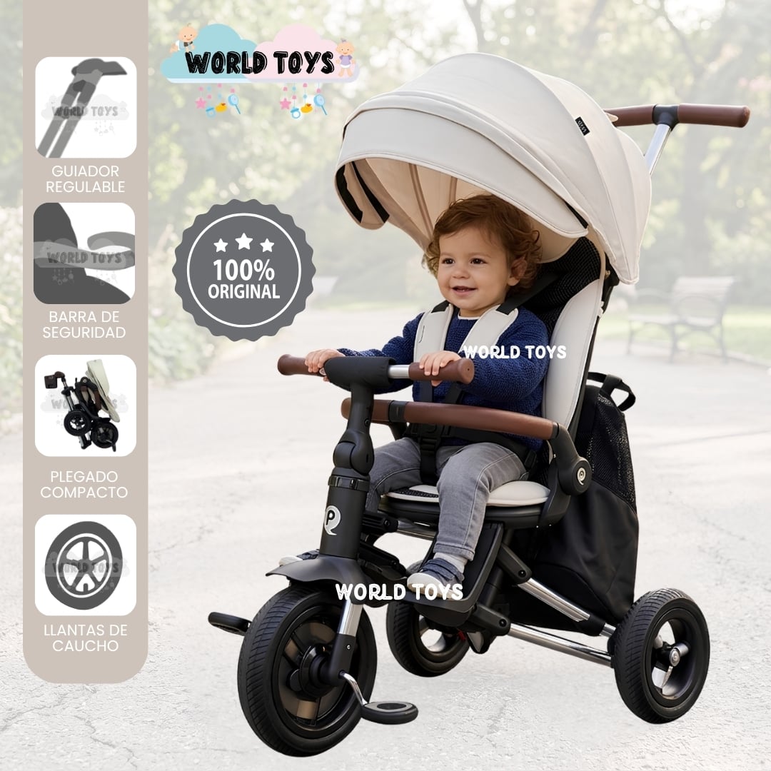 TRICICLO GUIADOR «TOAD» PARA NIÑOS CON BOLSO BLACK / NEGRO - 1