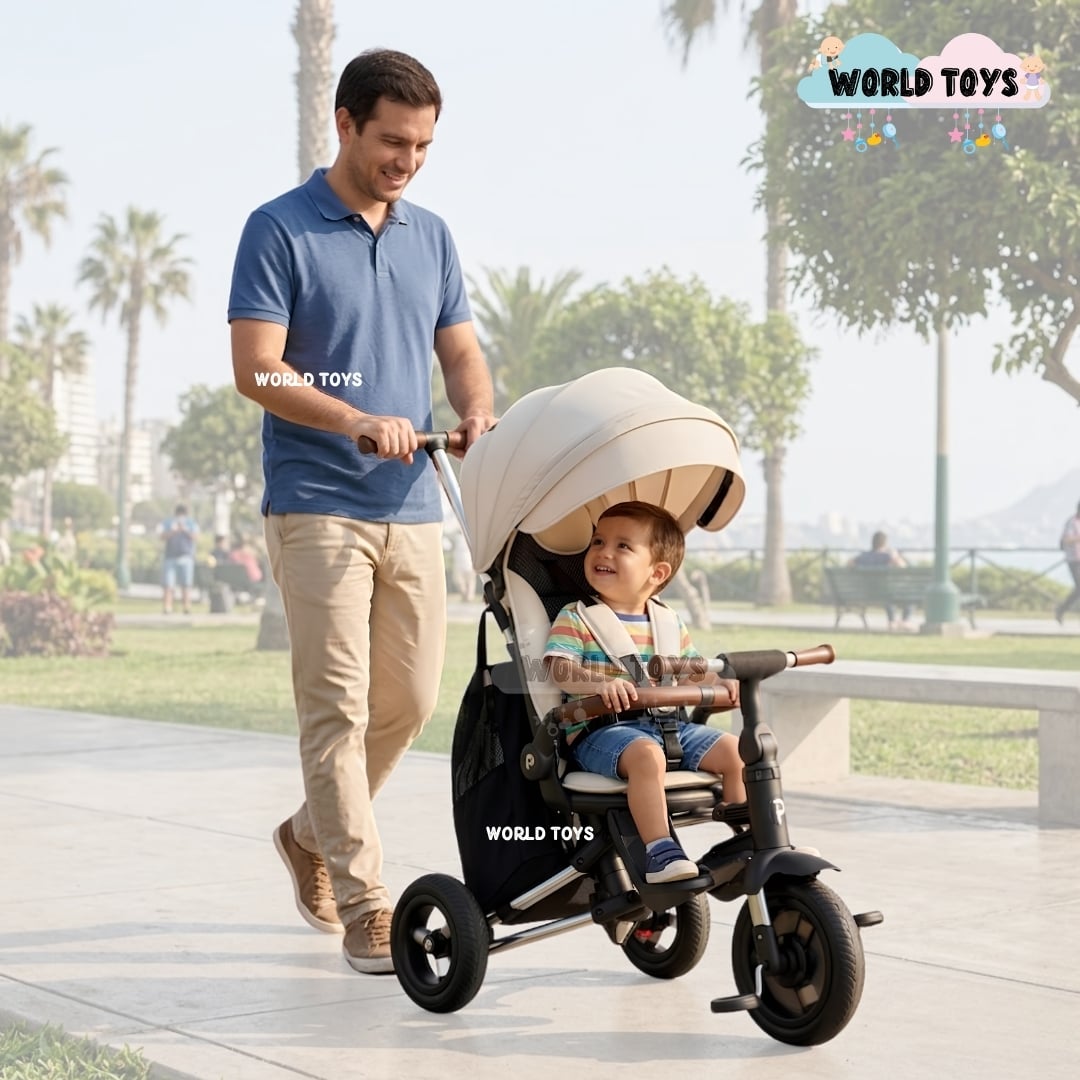 TRICICLO GUIADOR «TOAD» PARA NIÑOS CON BOLSO BLACK / NEGRO - 2