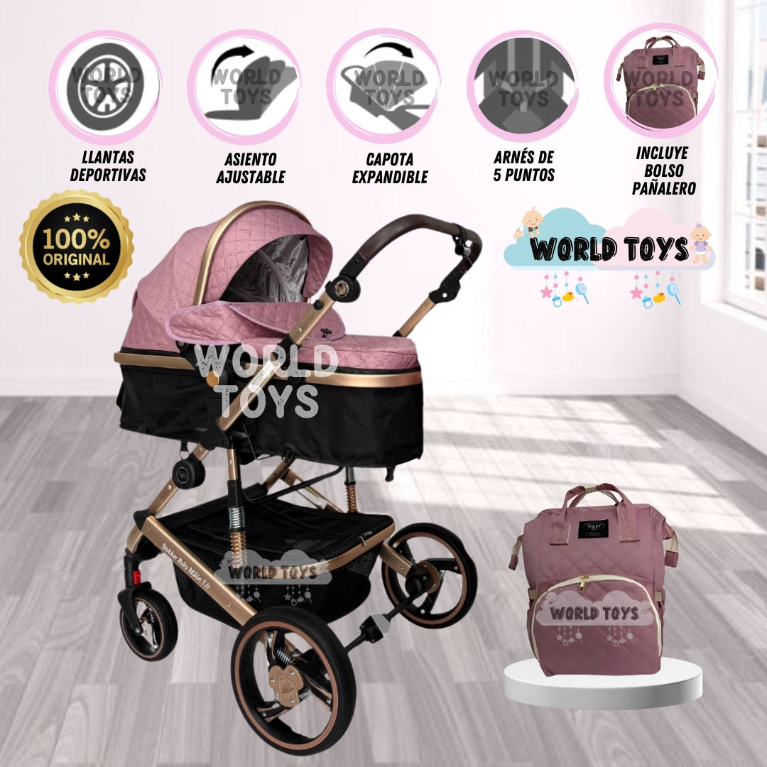 COCHE MOISÉS DE LUJO CON MOCHILA PAÑALERA «MILAN LITE» - 1
