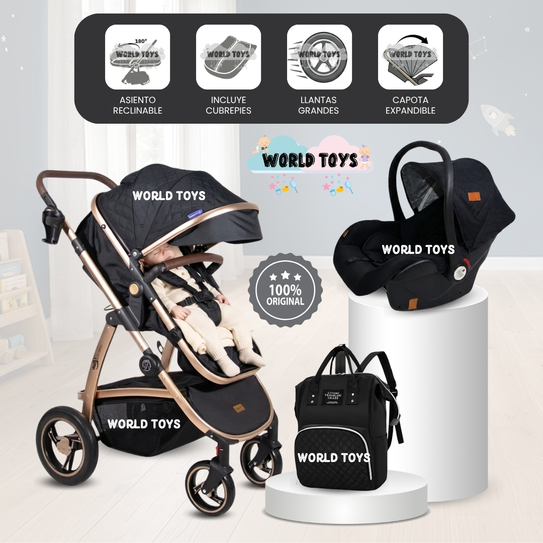 COCHE MOISÉS TRAVEL SYSTEM «SPEED PRINCE» CON PORTABEBÉ Y MOCHILA PAÑALERA - 1