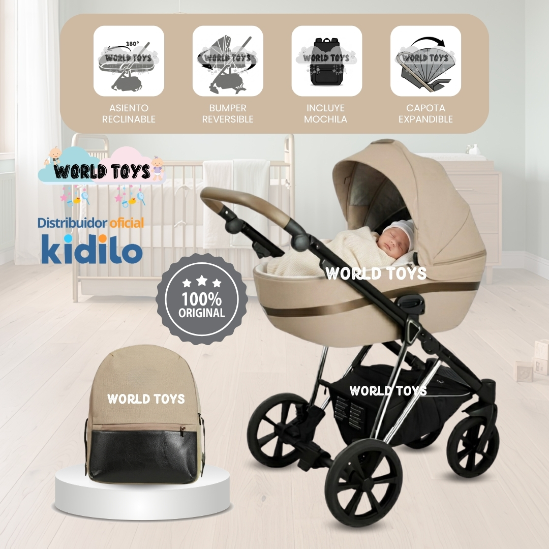 COCHE MOISÉS TRAVEL SYSTEM KIDILO «DAKIT» CON MOCHILA PAÑALERA - 1