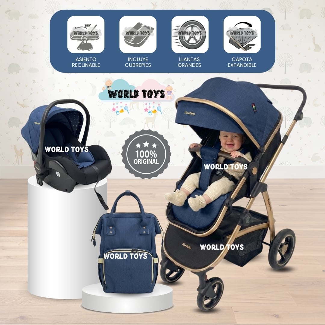 COCHE MOISÉS TRAVEL SYSTEM «SPEED PRINCE PLUS» CON MOCHILA PAÑALERA Y PORTABEBÉ - 1