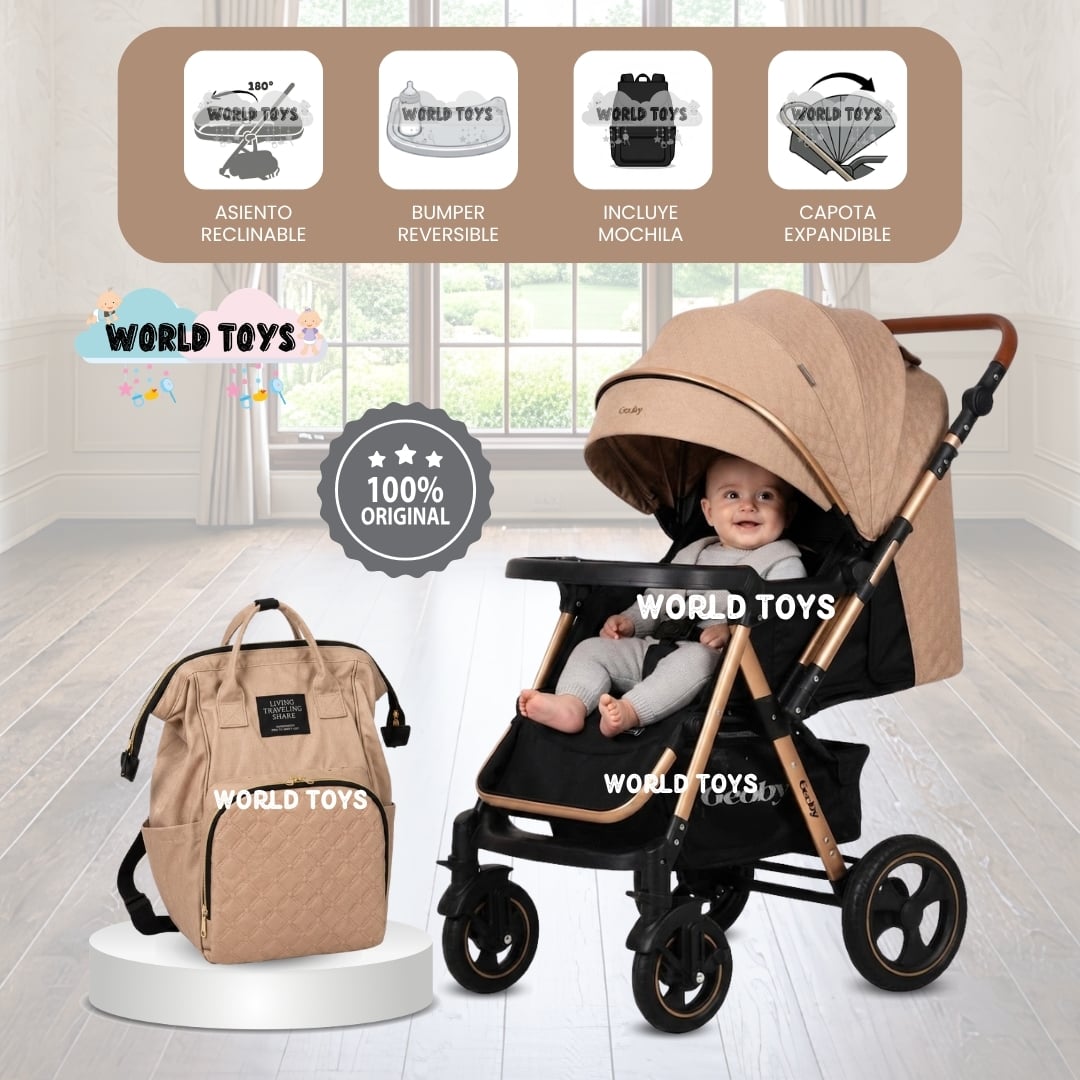 COCHE CUNA DE LUJO «GEOBY» CON MOCHILA - 1