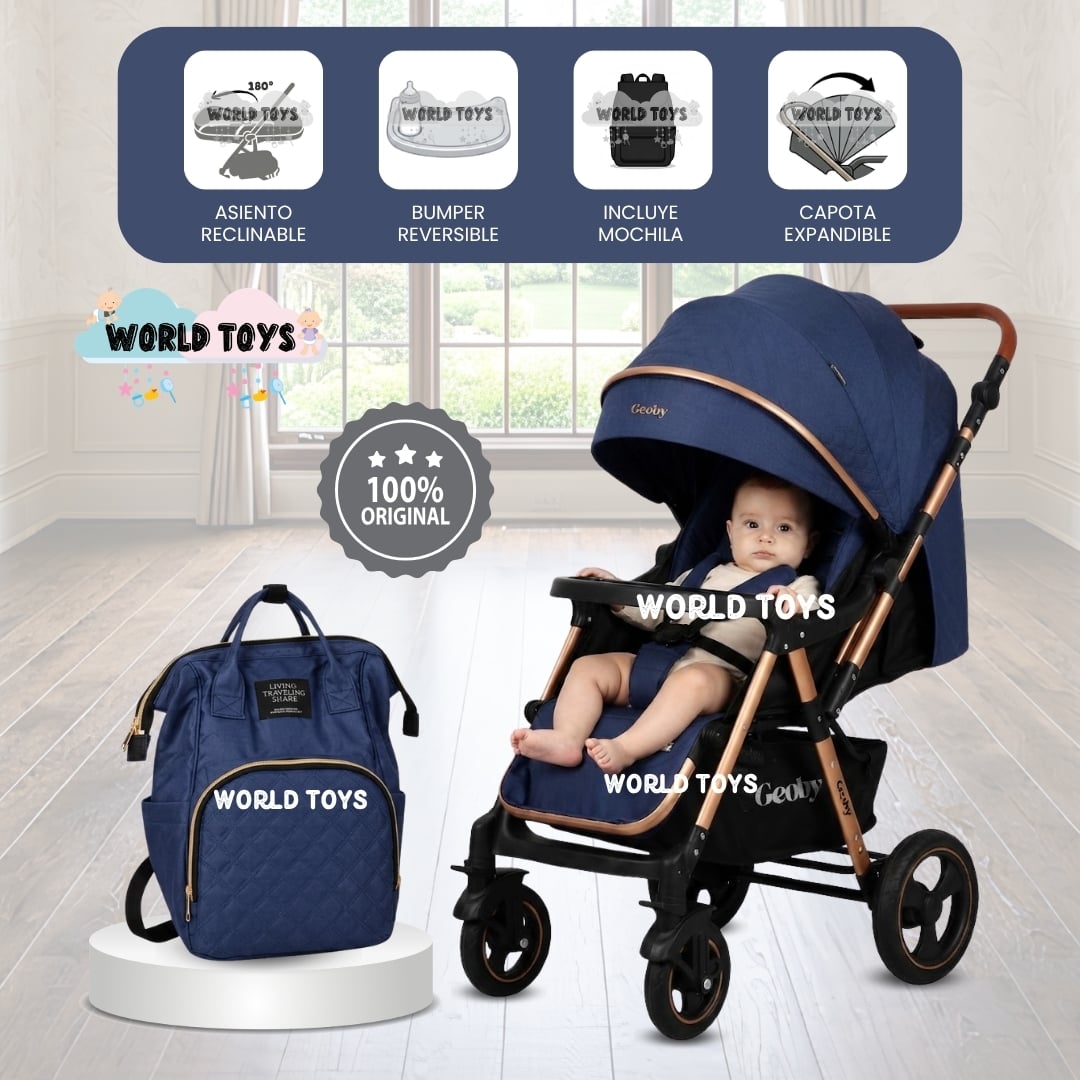 COCHE CUNA DE LUJO «GEOBY» CON MOCHILA - 1