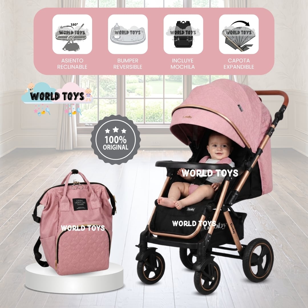 COCHE CUNA DE LUJO «GEOBY» CON MOCHILA - 1