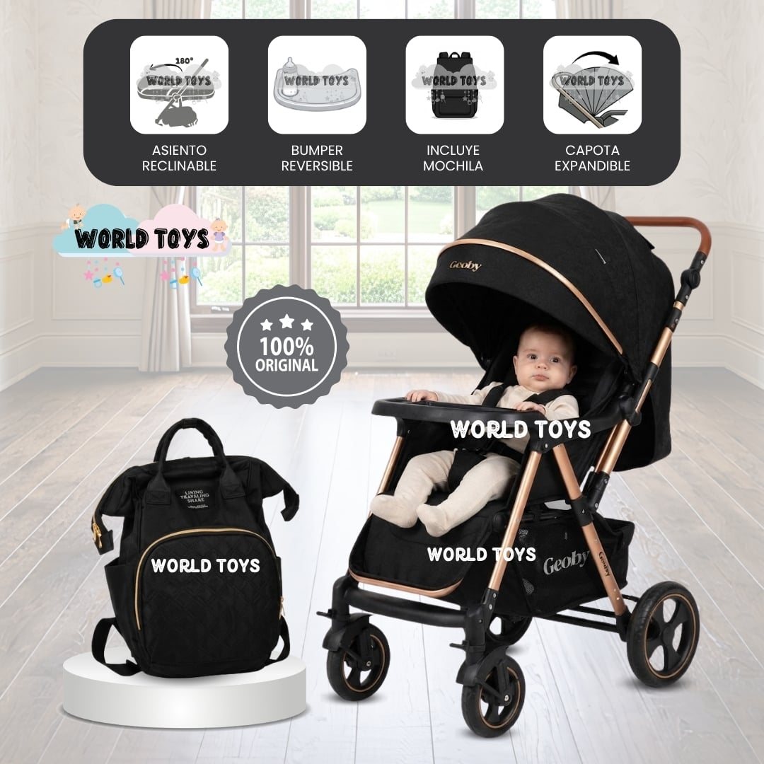 COCHE CUNA DE LUJO «GEOBY» CON MOCHILA - 1