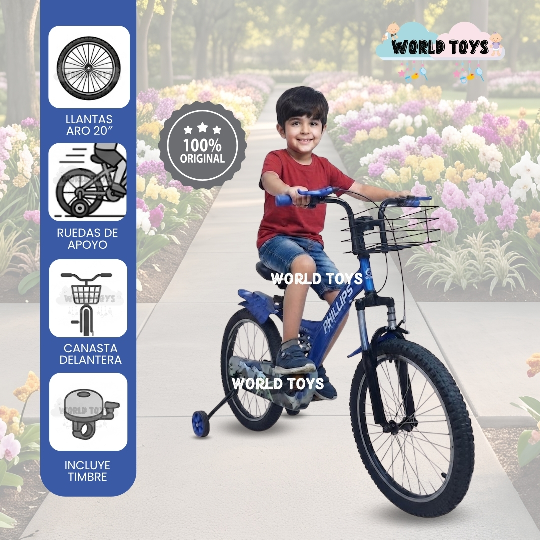 BICICLETA PARA NIÑO ARO 20 «PHILLIPS KING» CON CANASTA - 1