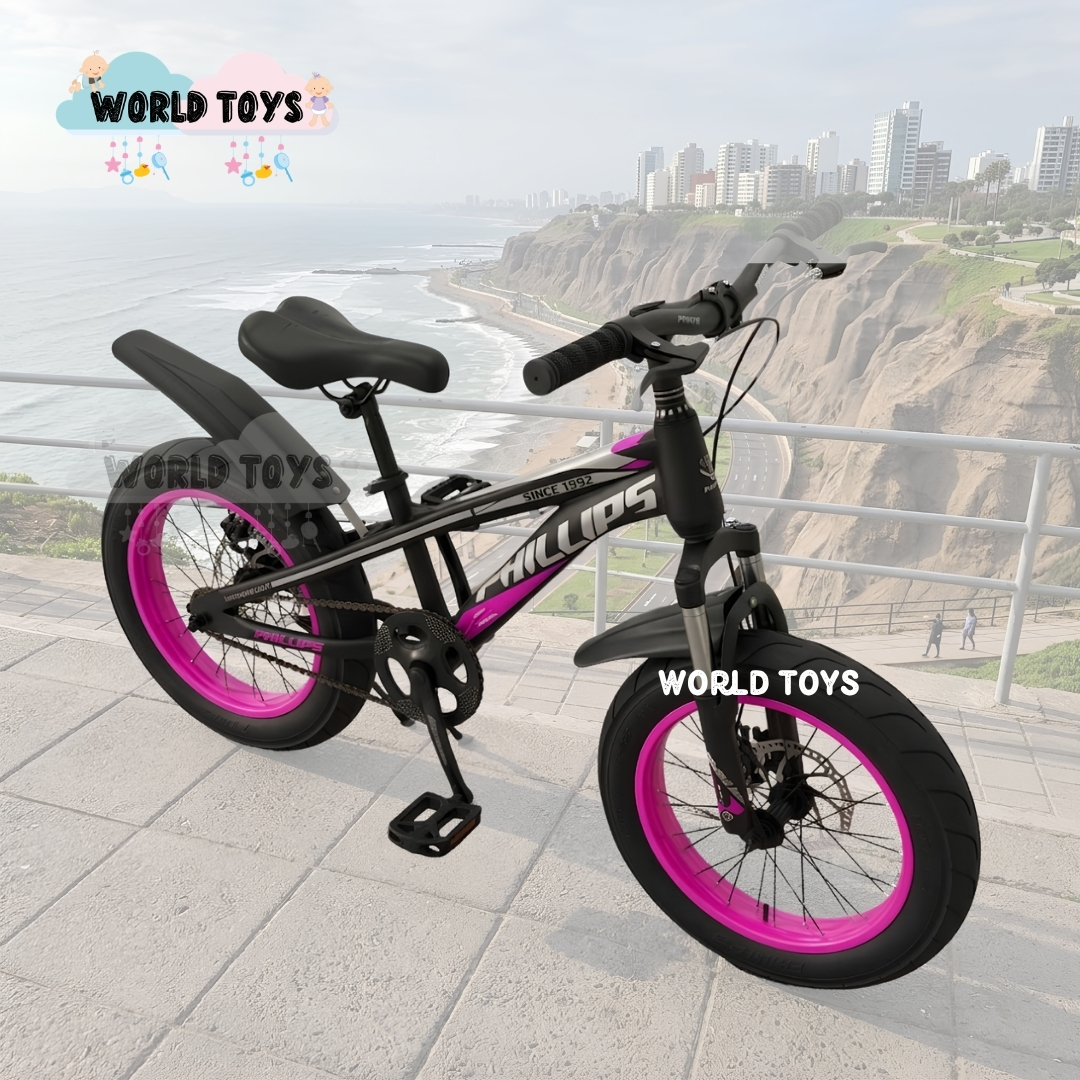 BICICLETA DEPORTIVA ARO 16 «PHILLIPS» LLANTAS ANCHAS FUCSIA - 4