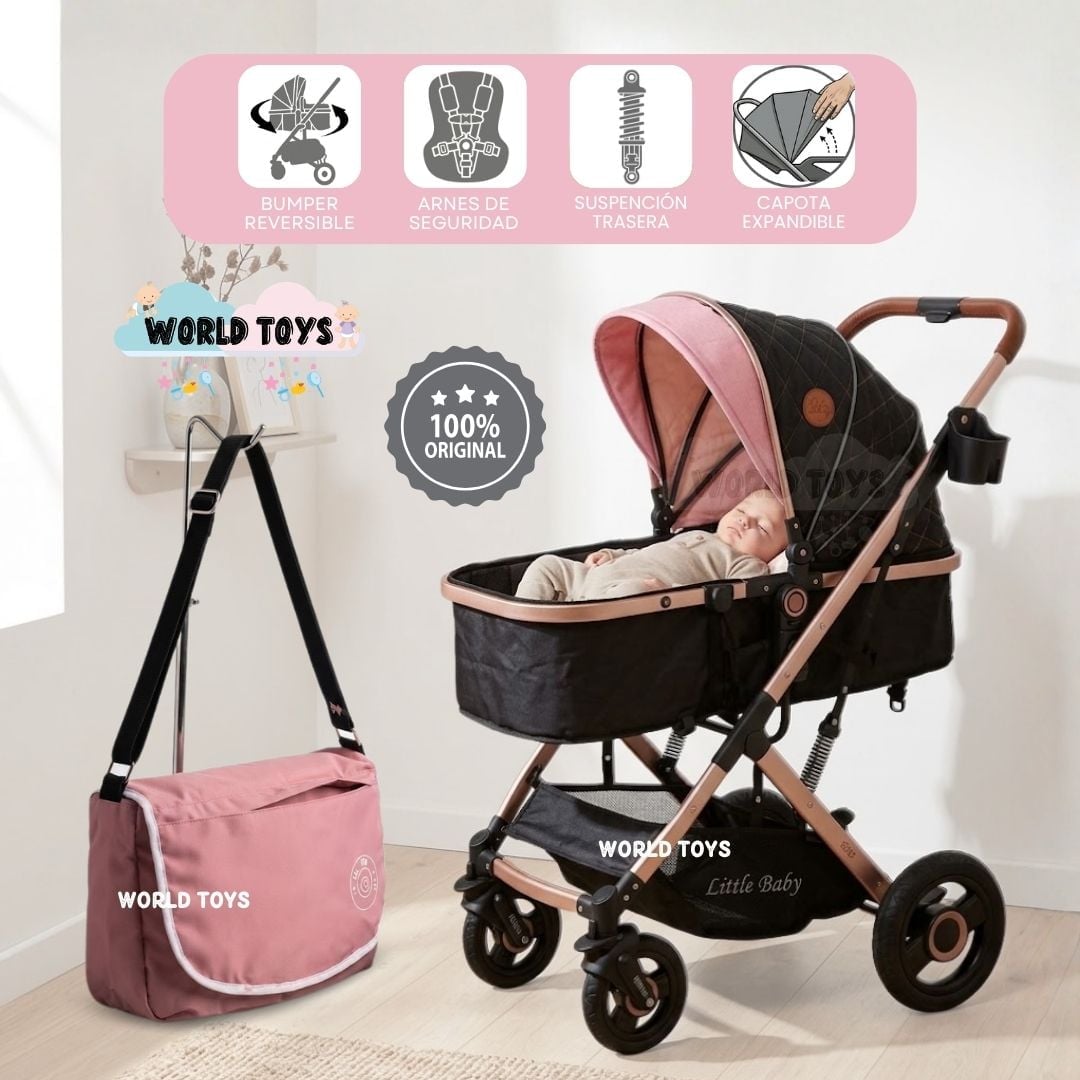COCHE MOISÉSTRAVEL SYSTEM «STAR» EDICIÓN LIMITADA CON PAÑALERA / ROSADO - 2