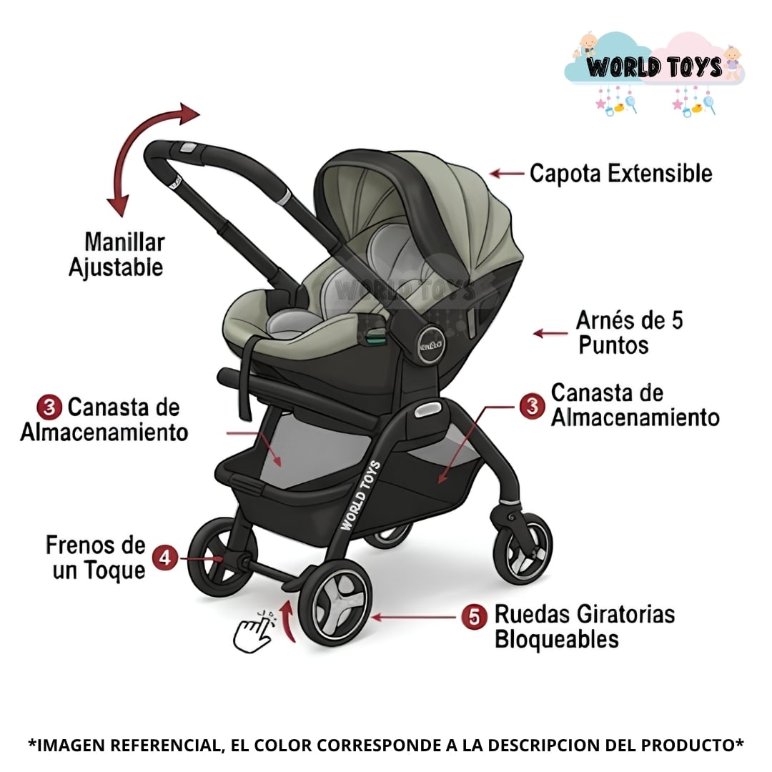 COCHE CARRIOLA  FUNCIÓN PORTABEBÉ «TRAVEL ONE» KIDILO EDICIÓN EXCLUSIVA - 7