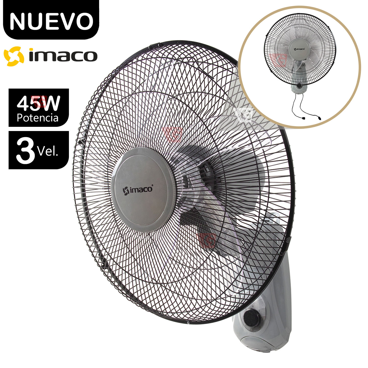 VENTILADOR DE PARED ASPAS ACRÍLICAS IMACO FW450 45W - 1