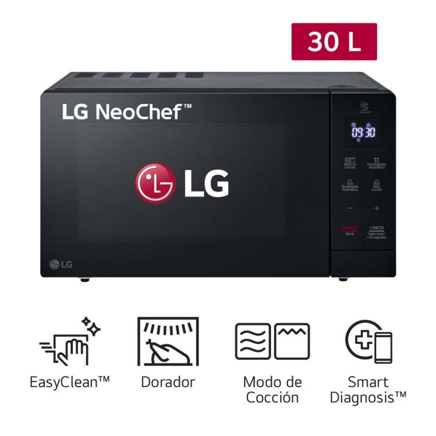 HORNO MICROONDAS LG CON DORADOR EASY CLEAN MH7032JAS NEGRO 30 LTS - 1