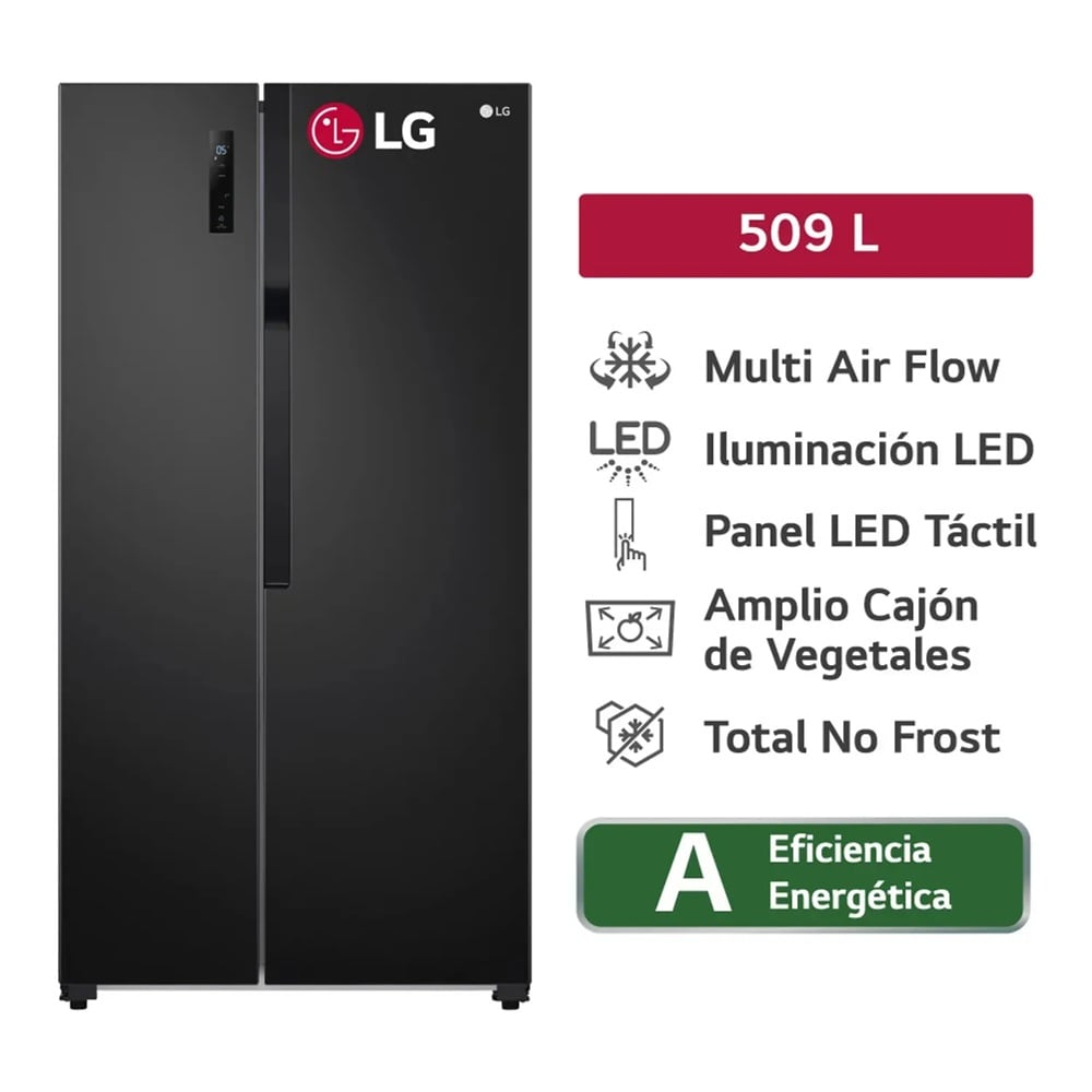 REFRIGERADORA MULTI AIR FLOW SIDE LG GS51MPD 509 L NEGRO - 1