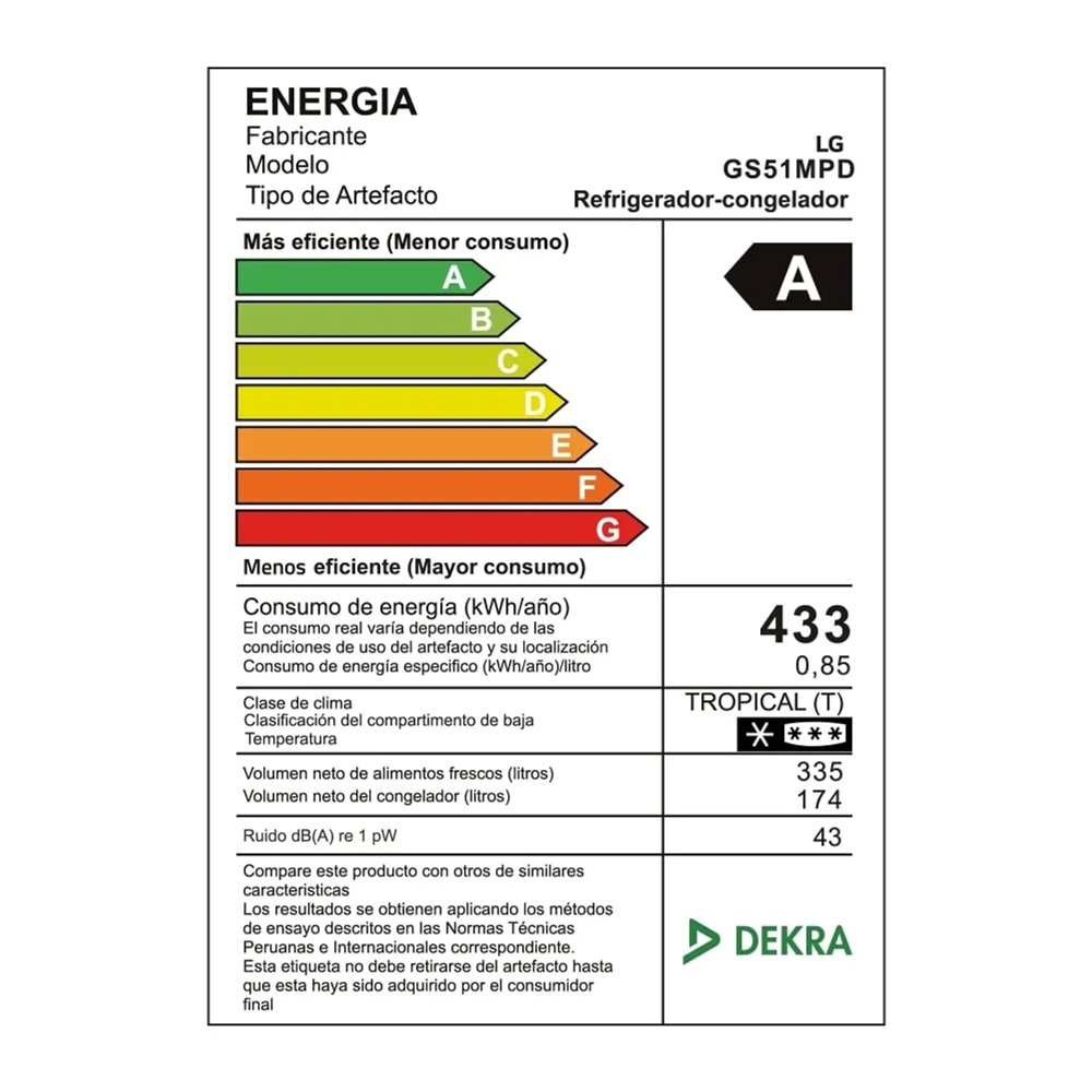 REFRIGERADORA MULTI AIR FLOW SIDE LG GS51MPD 509 L NEGRO - 7