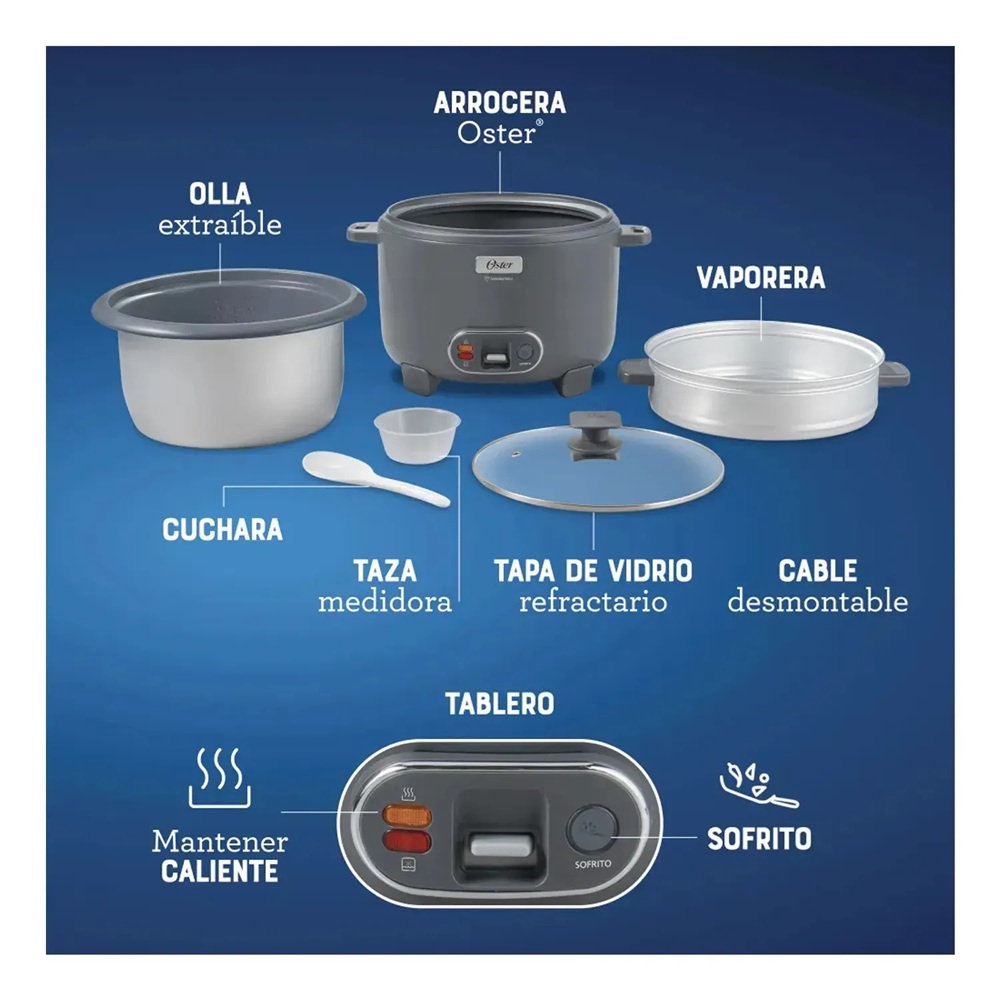 OLLA ARROCERA DIAMONDFORCE OSTER CKSTRC15DFSKE 2.6 L GRIS - 2
