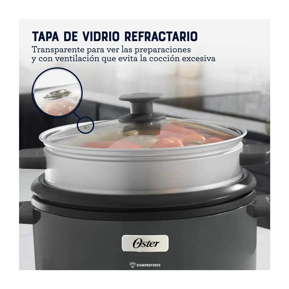 OLLA ARROCERA DIAMONDFORCE OSTER CKSTRC15DFSKE 2.6 L GRIS - 4