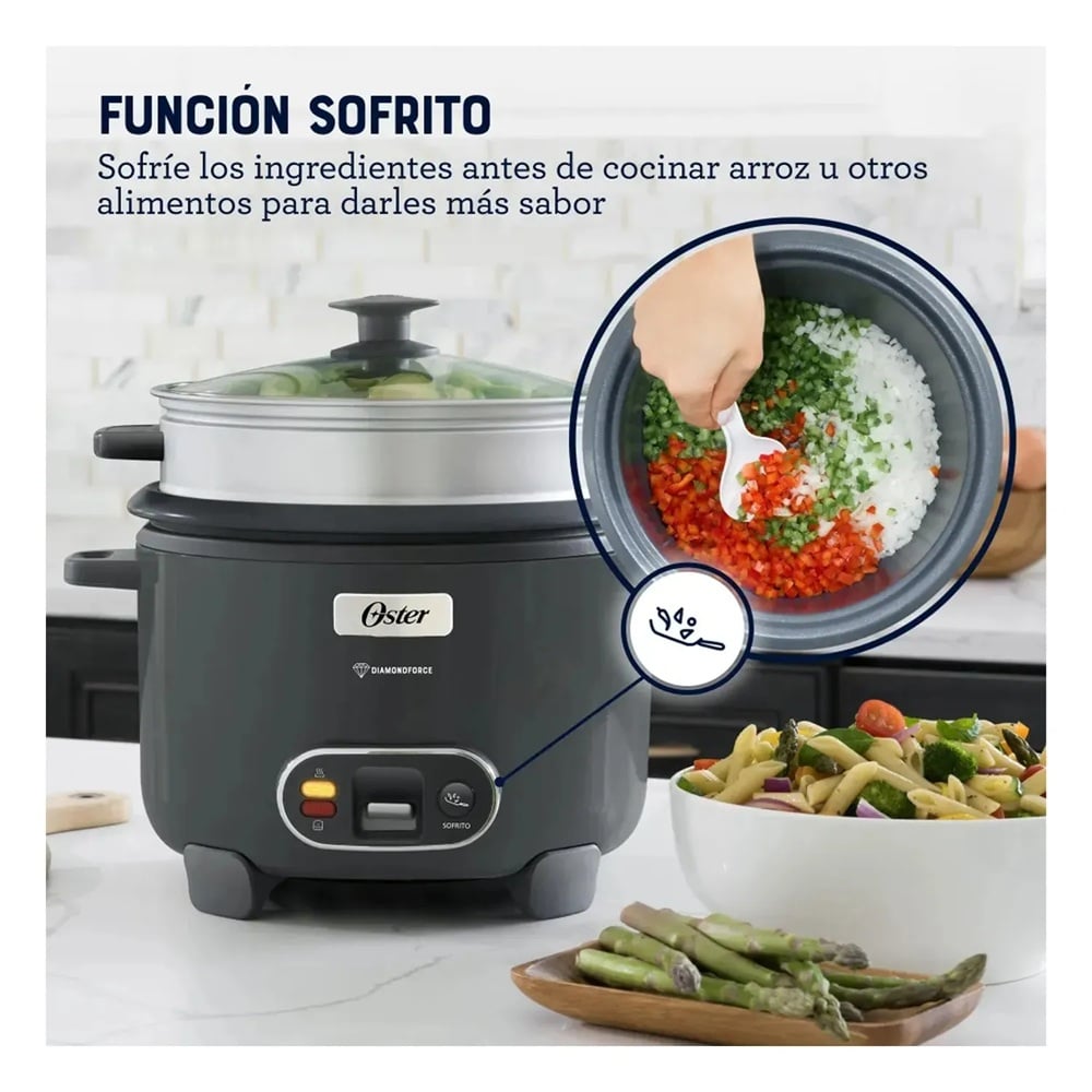 OLLA ARROCERA DIAMONDFORCE OSTER CKSTRC15DFSKE 2.6 L GRIS - 6