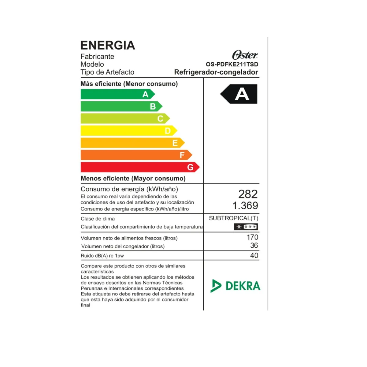 REFRIGERADORA OSTER 206L OS PDFKE211TSD - 5