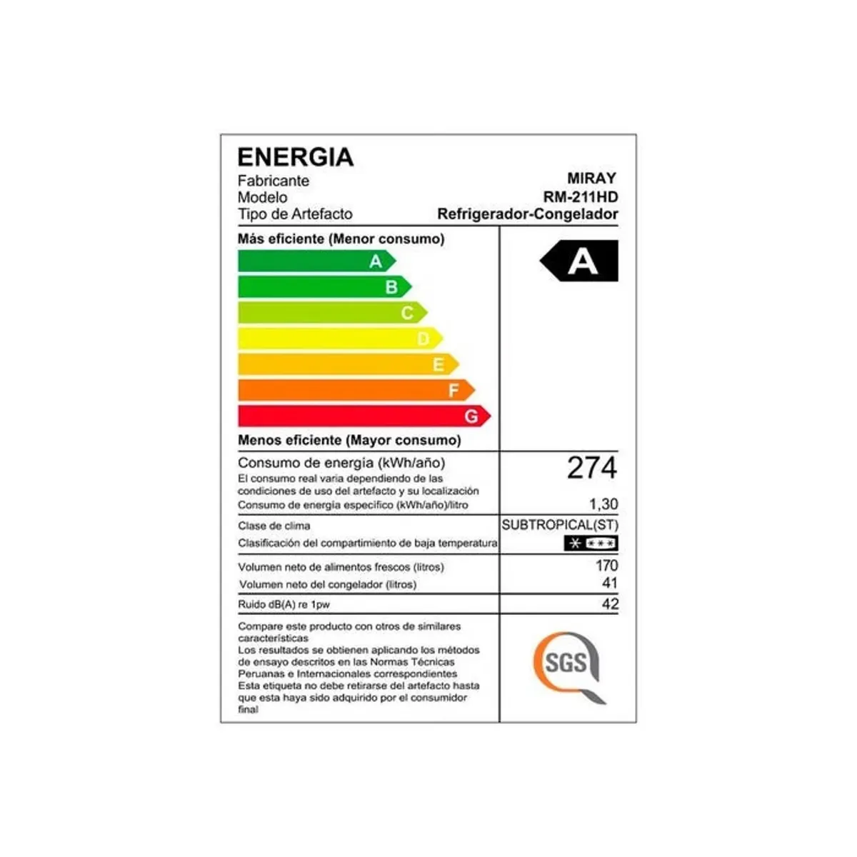 REFRIGERADORA MIRAY RM-211HD EUROFRÍO 211 L - 7