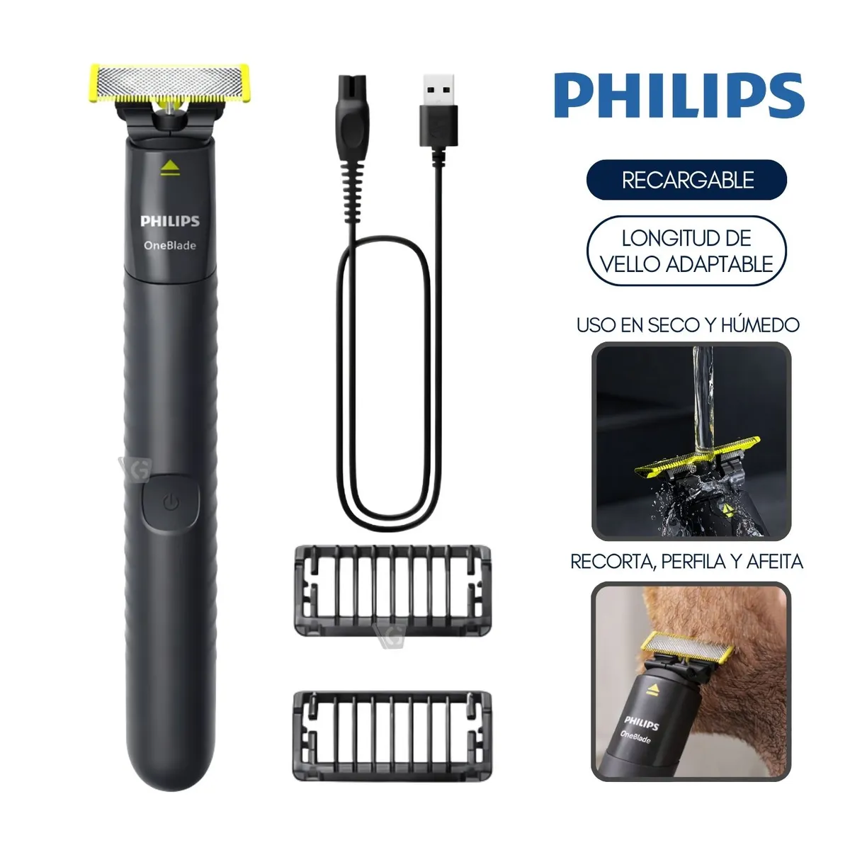 AFEITADORA DE BARBA ONEBLADE QP1424 _ 10 PHILIPS
