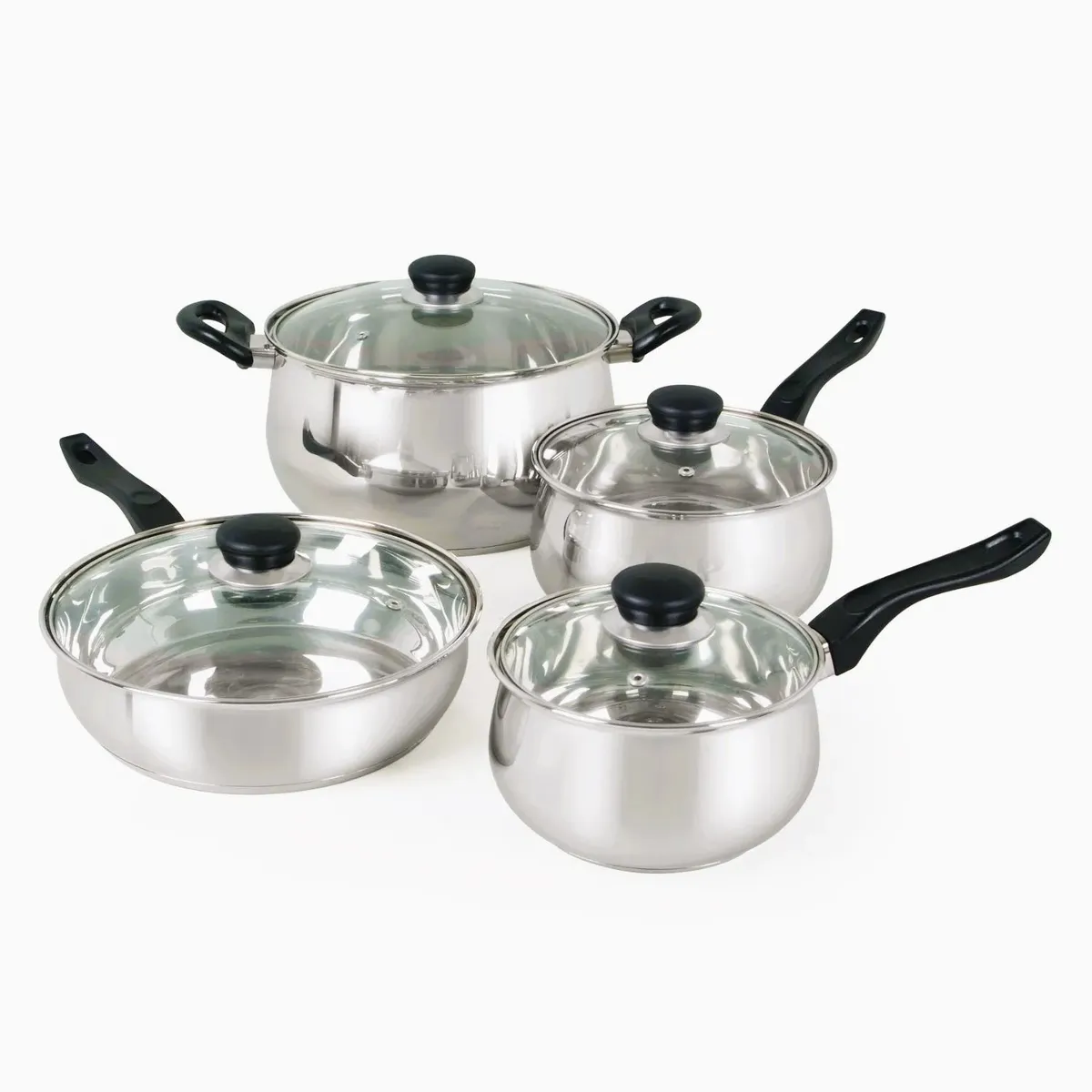 JUEGO DE OLLAS OSTER RAMETTO 8 PIEZAS ACERO INOXIDABLE PLATEADO - 1