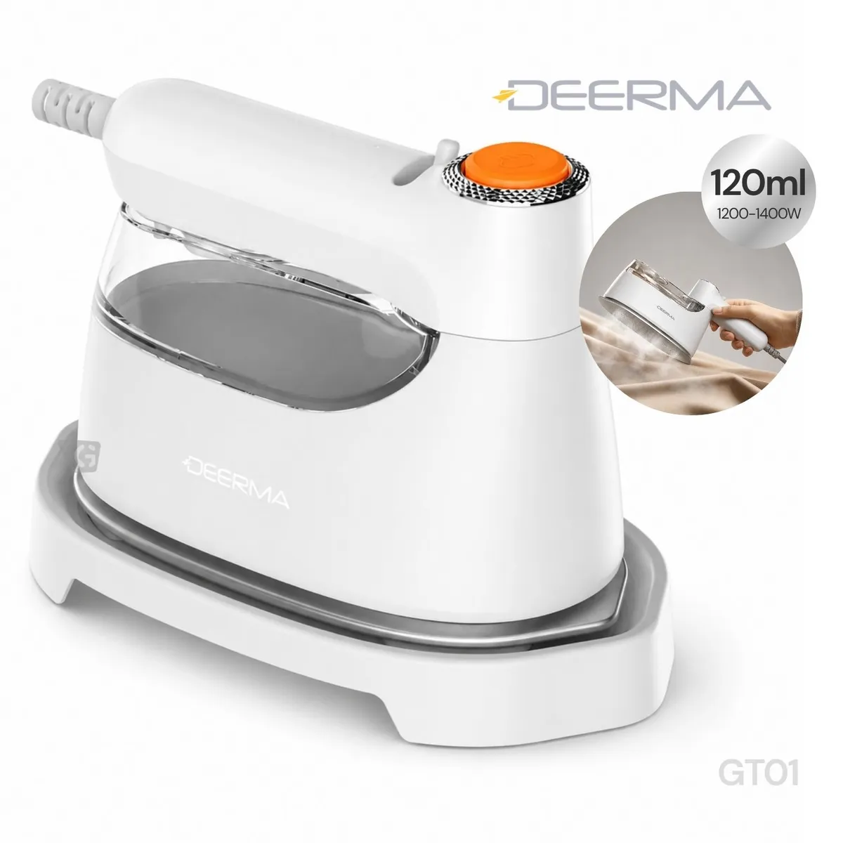 PLANCHA A VAPOR PORTÁTIL PARA ROPA DEERMA GT01 BLANCO - 1