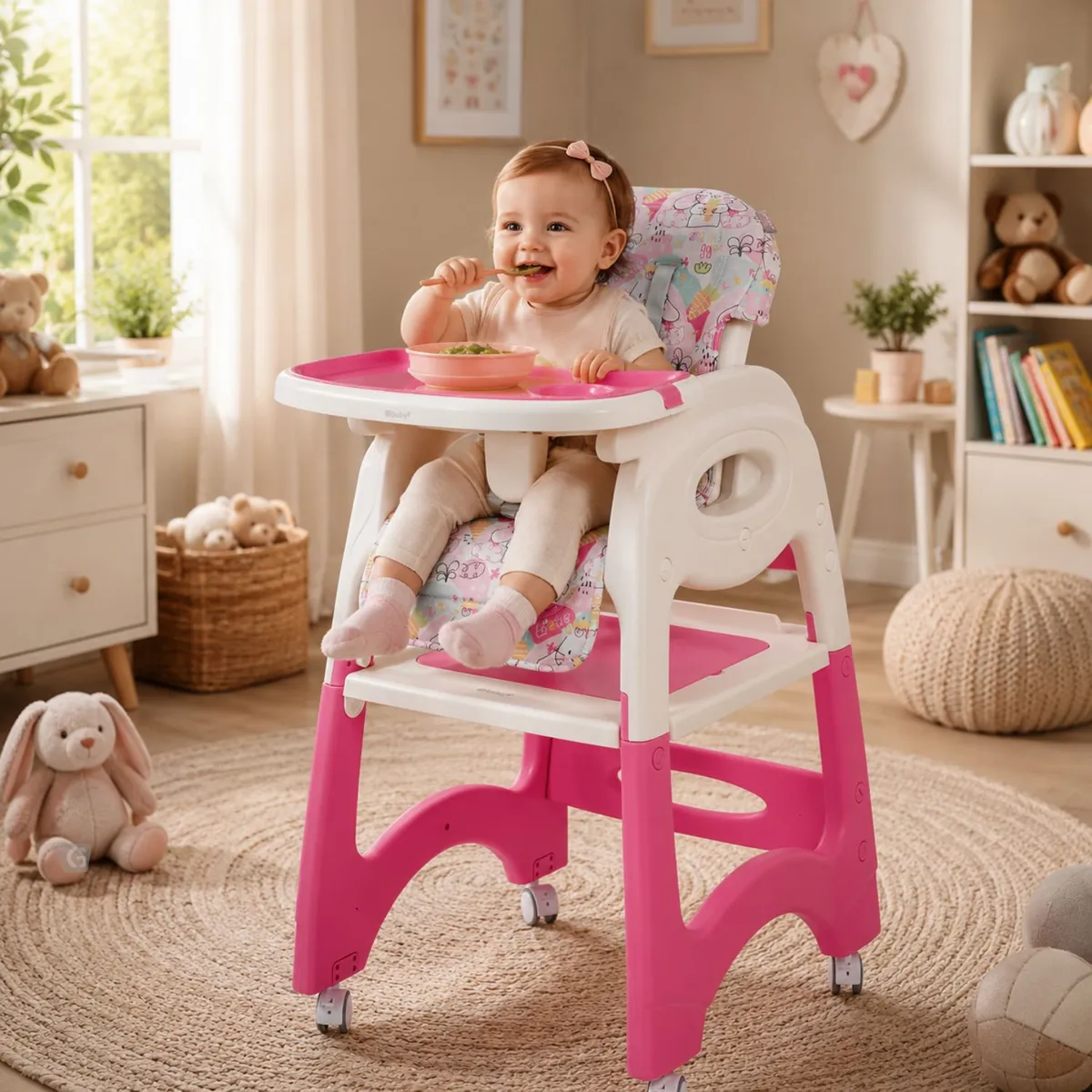SILLA DE COMER ESCRITORIO LARA EB645-1 ROSA CONEJOS - 8