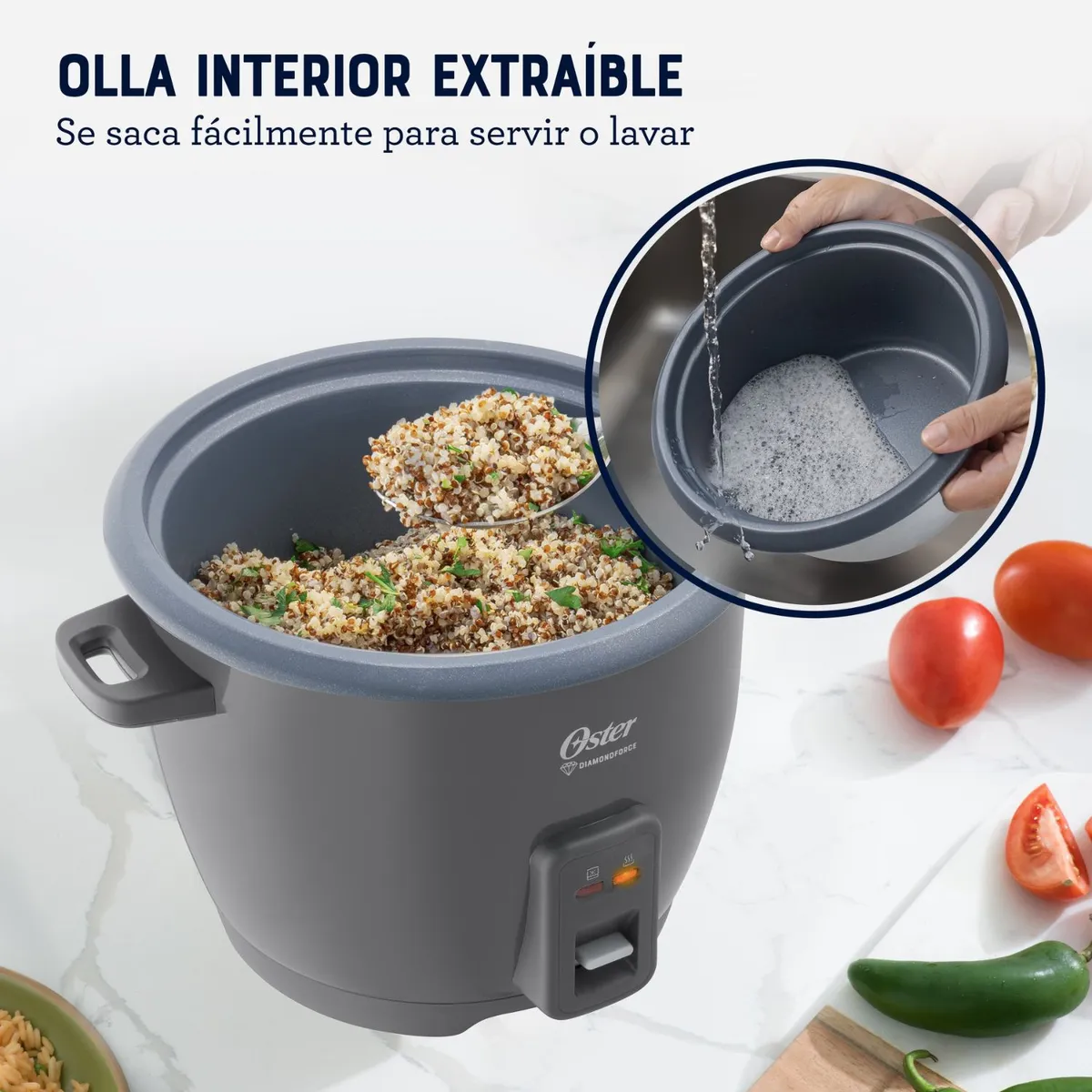 OLLA ARROCERA OSTER DE 1.8 L DIAMONDFORCE CKSTRCB10DFSKE GRIS - 2