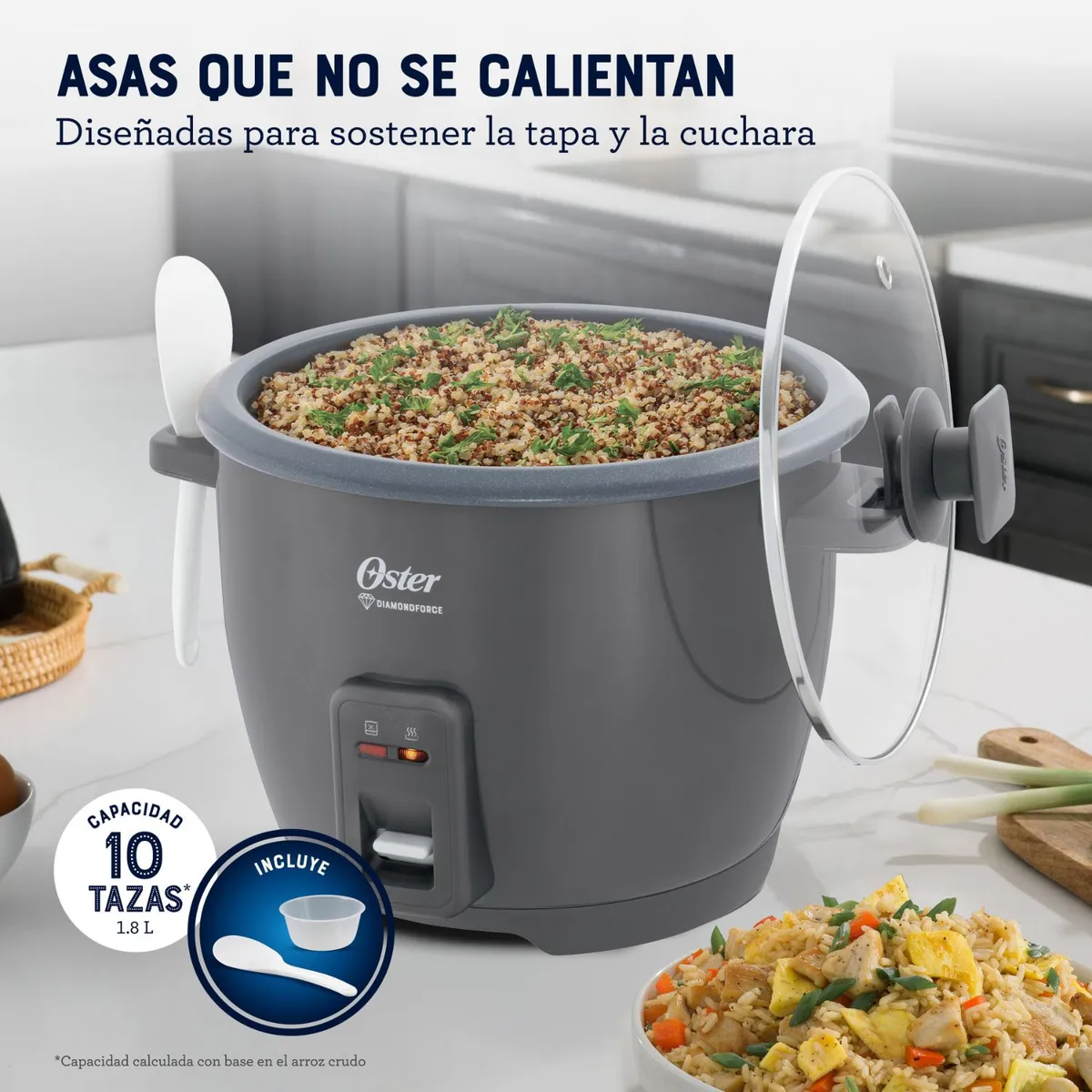 OLLA ARROCERA OSTER DE 1.8 L DIAMONDFORCE CKSTRCB10DFSKE GRIS - 4