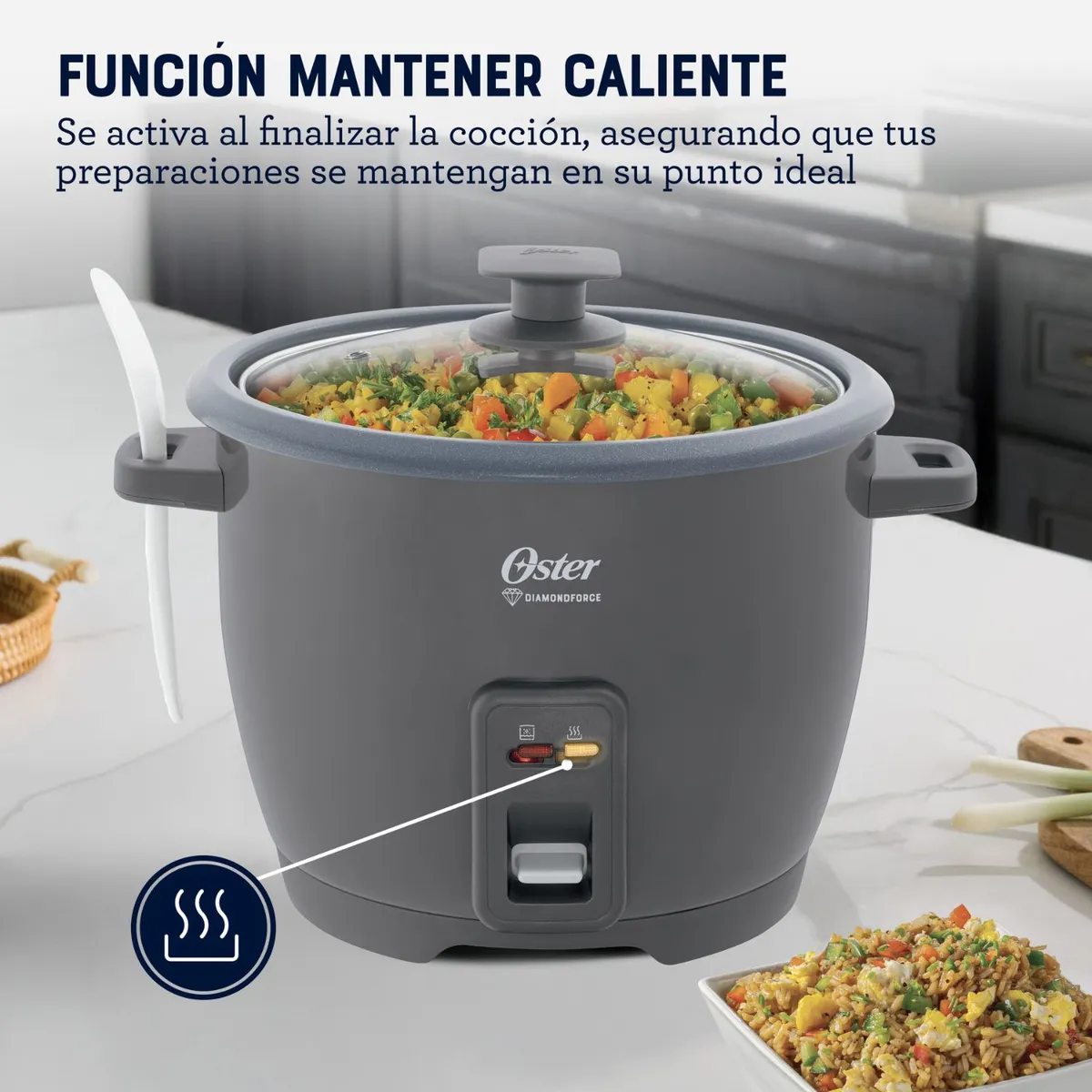 OLLA ARROCERA OSTER DE 1.8 L DIAMONDFORCE CKSTRCB10DFSKE GRIS - 5
