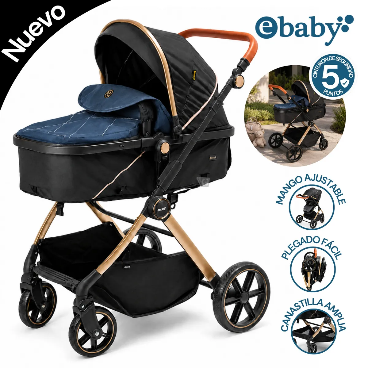 COCHE CUNA MOISÉS SIGNAL EBABY EB182 - 1