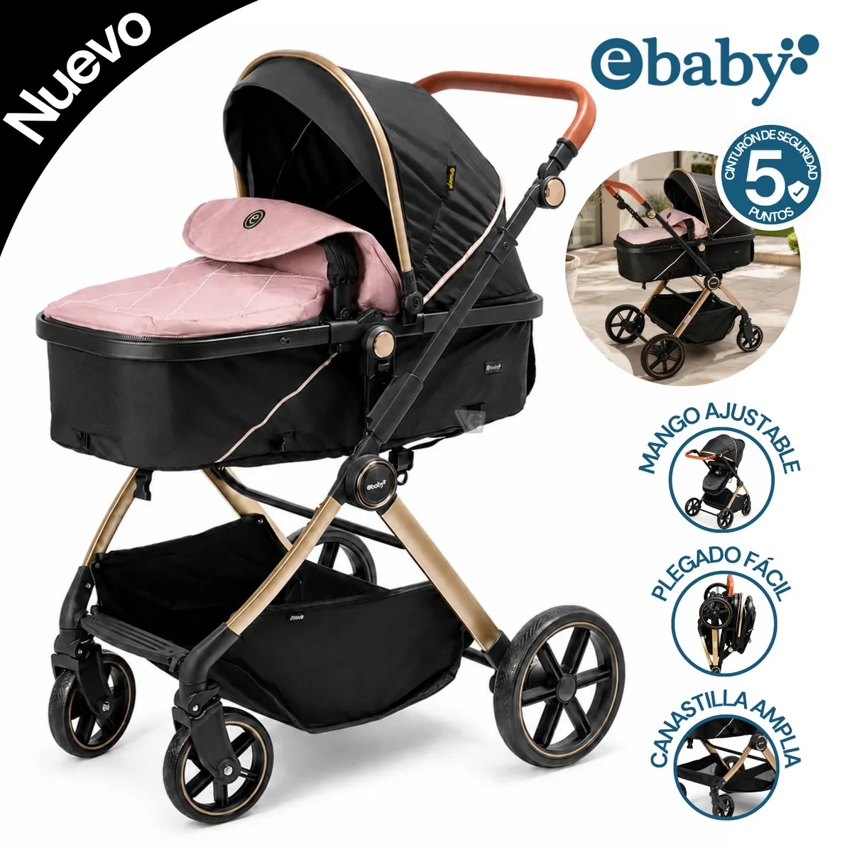 COCHE CUNA MOISÉS SIGNAL EBABY EB182 - 1