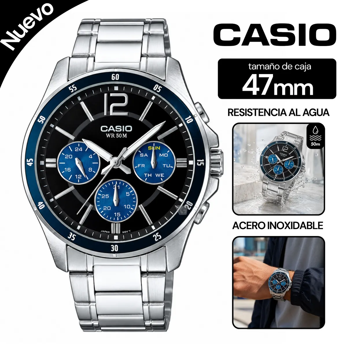 RELOJ CASIO DE HOMBRE MTP-1374D-2AV - 1