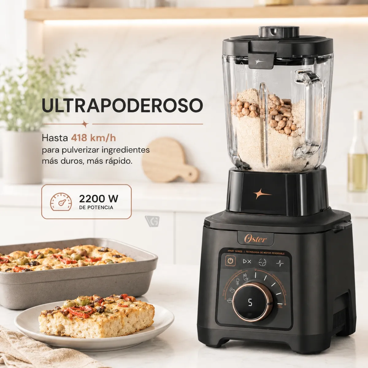 LICUADORA PROFESIONAL TITAN OSTER DE 2200 W CON 4 PROGRAMAS, 5 VELOCIDADES BLSTXT-XG - 4