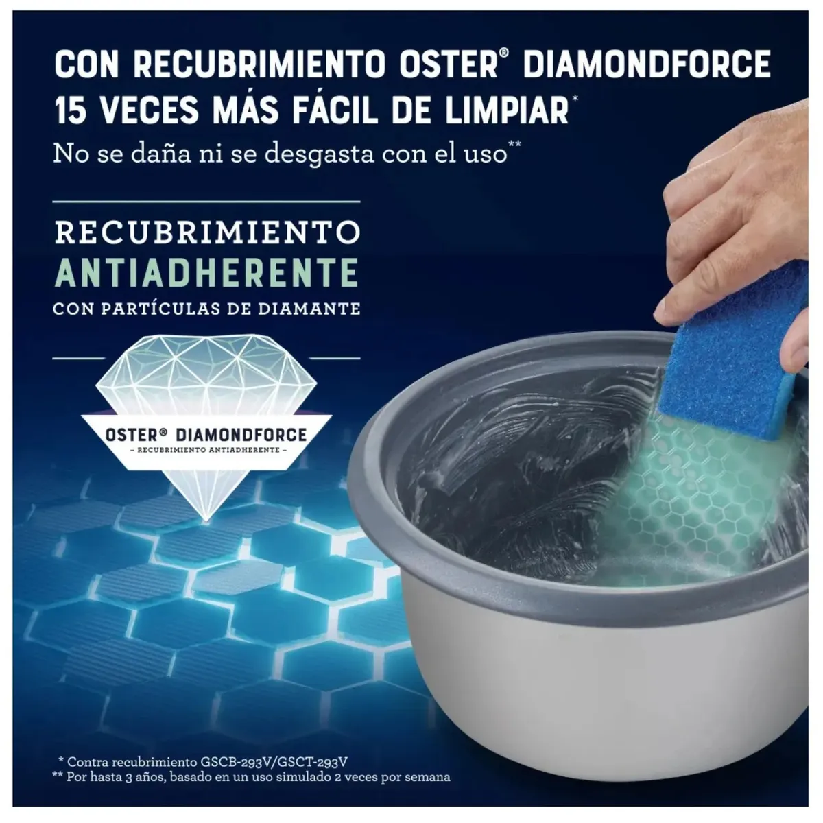 OLLA ARROCERA OSTER NEGRO DIAMONDFORCE 15 TAZAS CKSTRC15DFBLK - 4