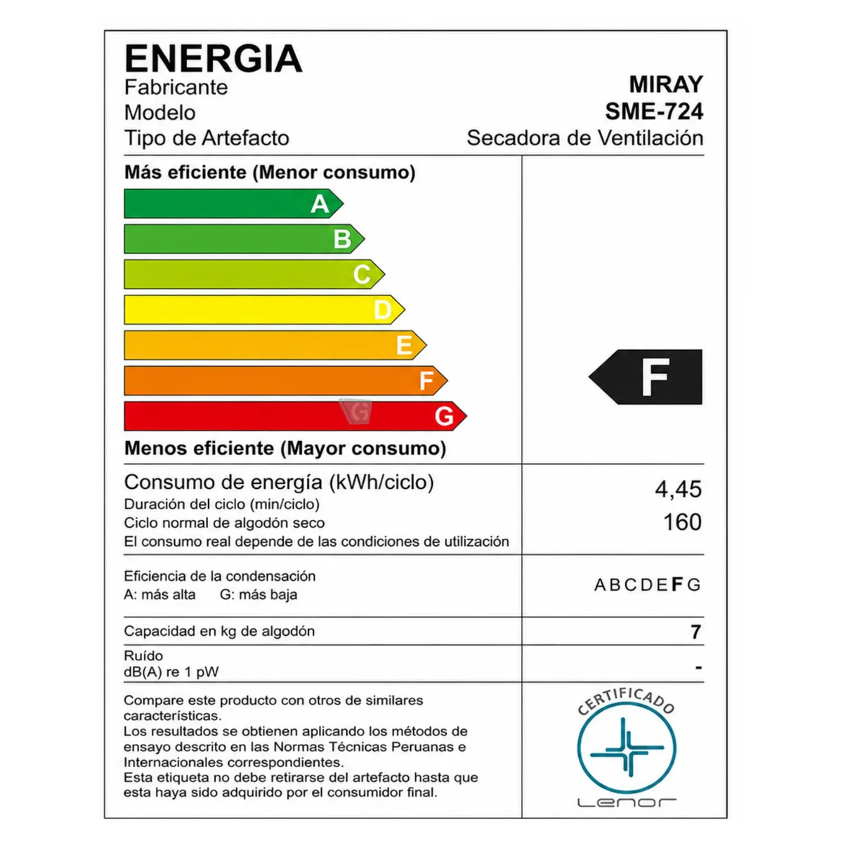SECADORA DE ROPA MIRAY SME-724 - 8