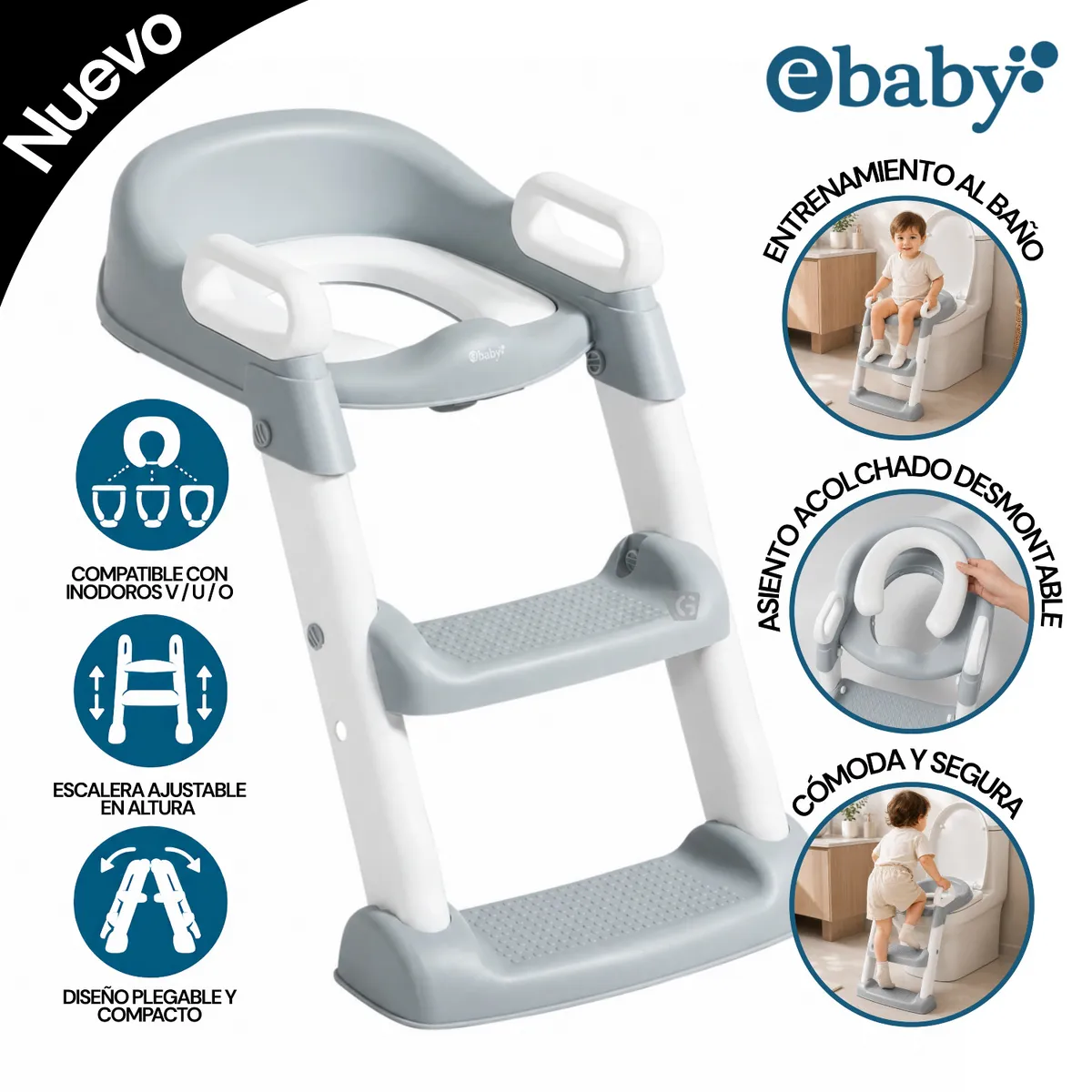 ESCALERA DE BAÑO EBABY - EB 903-1 GRIS - 1