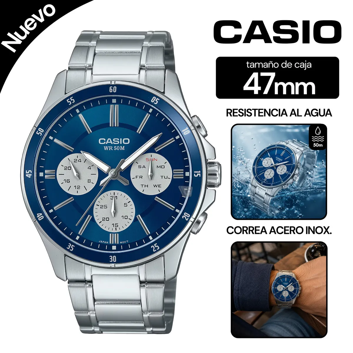 RELOJ CASIO PARA HOMBRE MTP-1374D-2A3V - 1