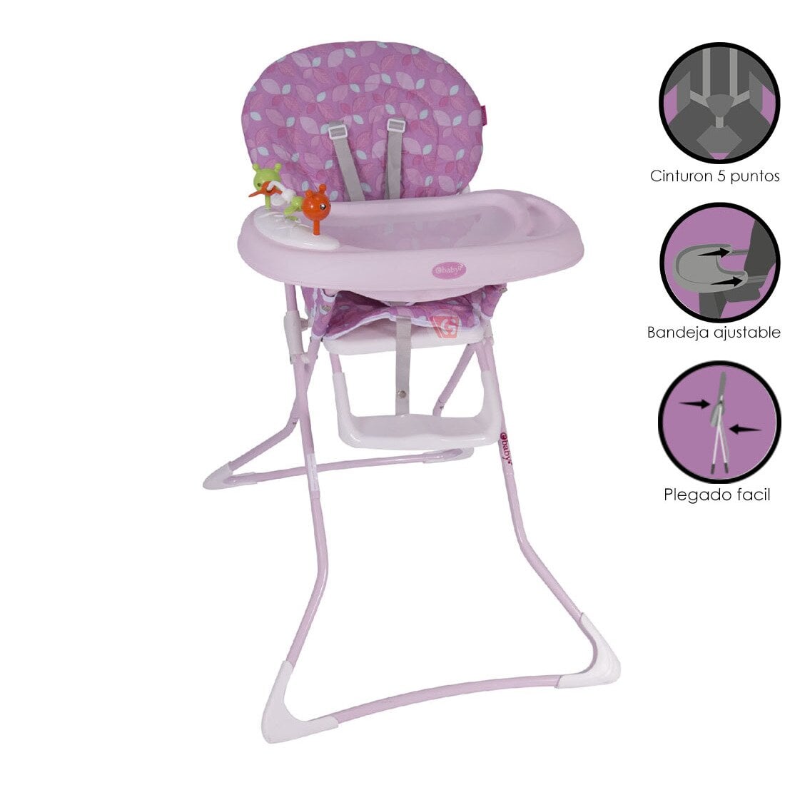 SILLA COMER EBABY BADALA 628 ROSADO PLEGABLE - 1