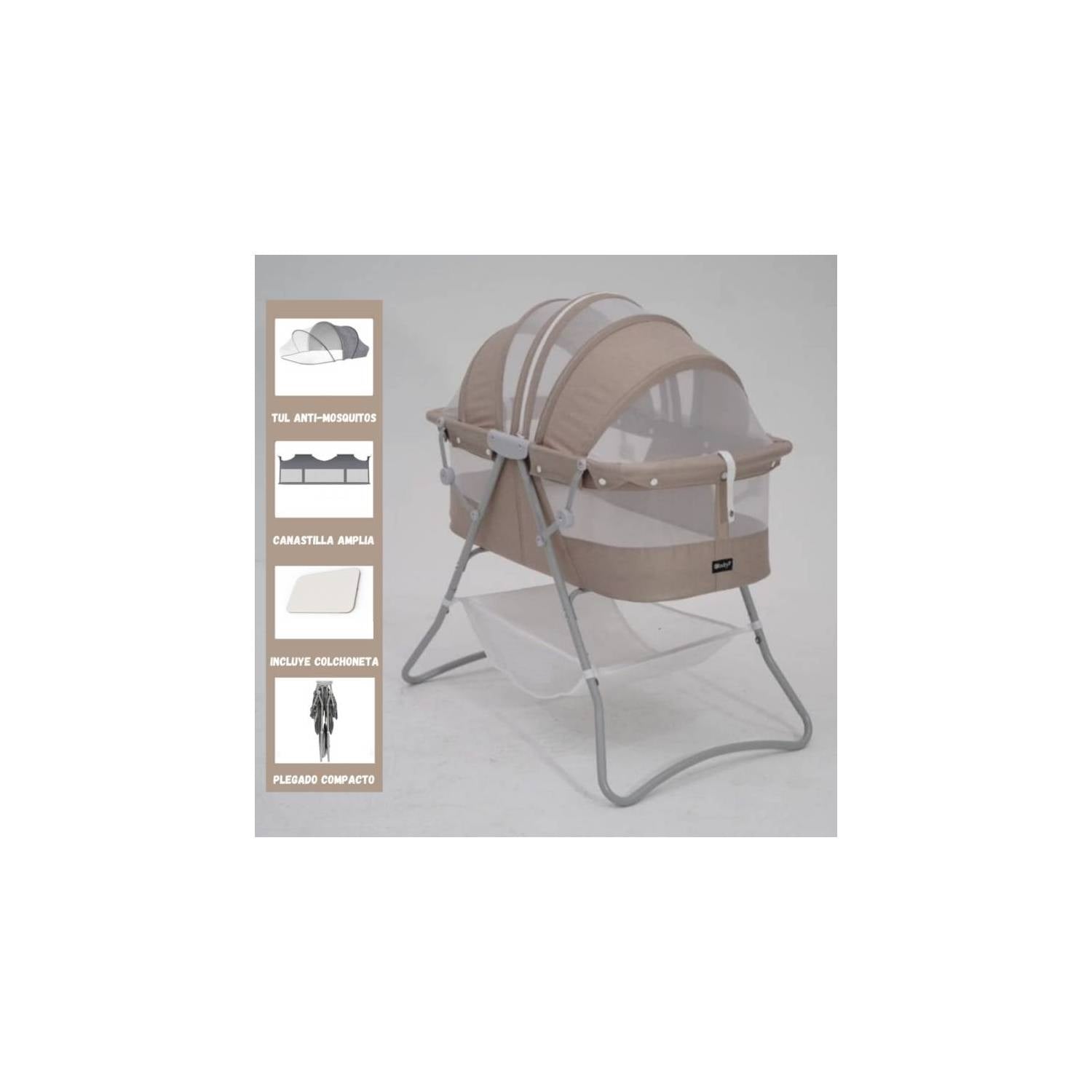 CUNA PORTÁTIL PLEGABLE PARA BEBÉ EBABY DOLLY BEIGE - 1