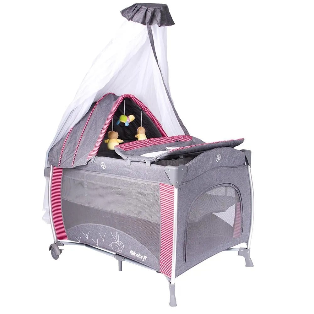 EBABY CUNA CORRAL ALUMINIO NOA 780 CON TUL REINA ROJO - 1