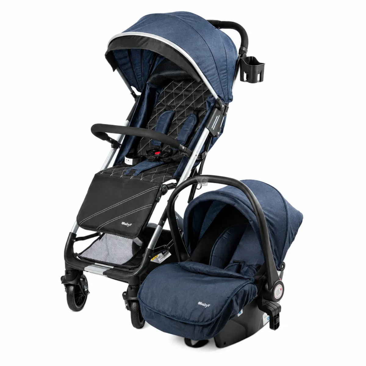 COCHE MALETA CON PORTABEBÉS URBAN WAY EBABY AZUL – EB136 - 4