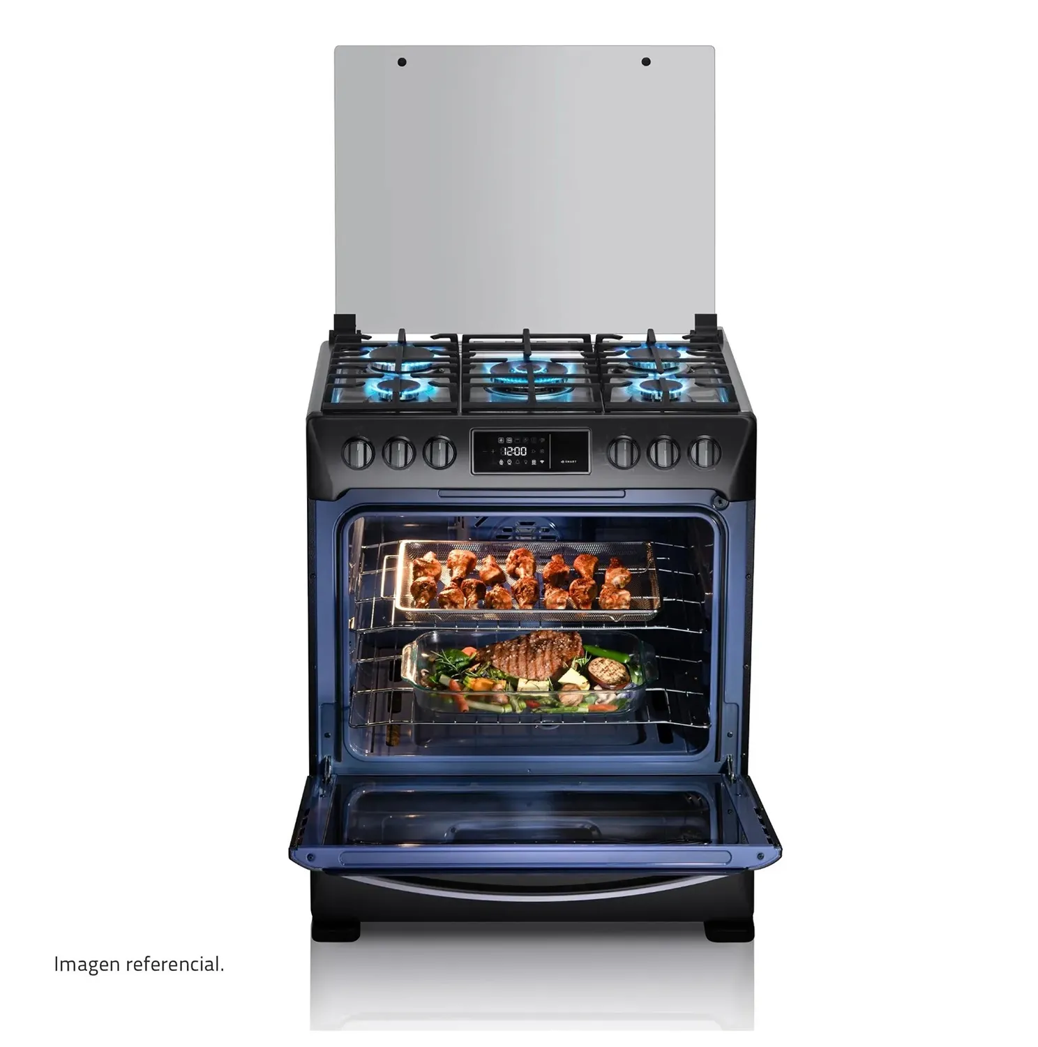 COCINA INDURAMA SMART CPI-3595N 30 PULGADAS 5 HORNILLAS BLACK STEEL - 2