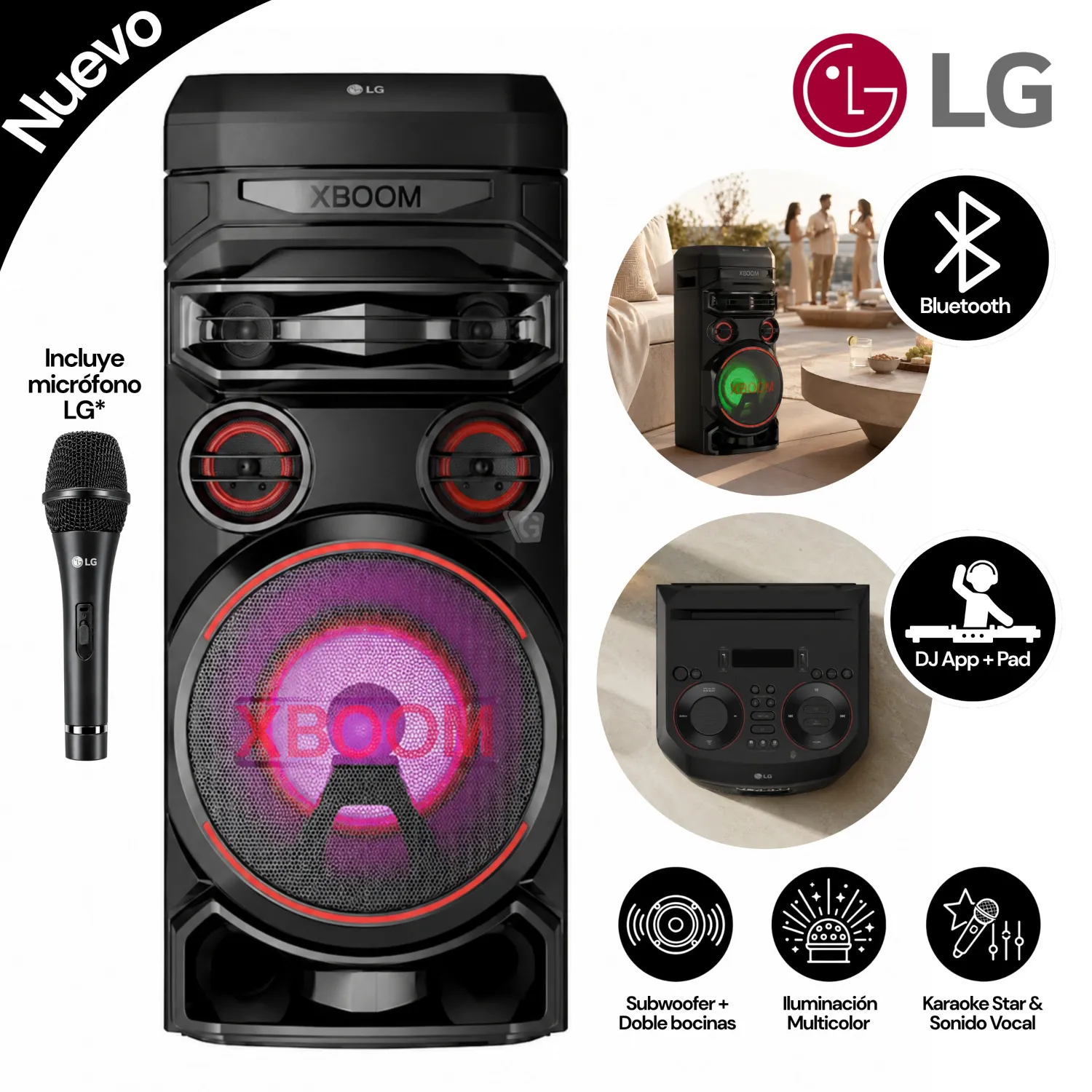TORRE DE SONIDO LG XBOOM CON BLUETOOTH Y KARAOKE RNC7 - 1