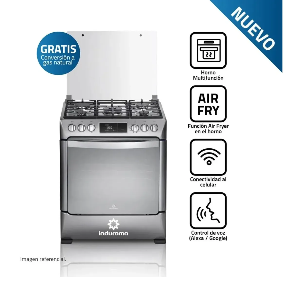 COCINA INDURAMA SMART CPI-3595C 30 PULGADAS 5 HORNILLAS CROMA - 1